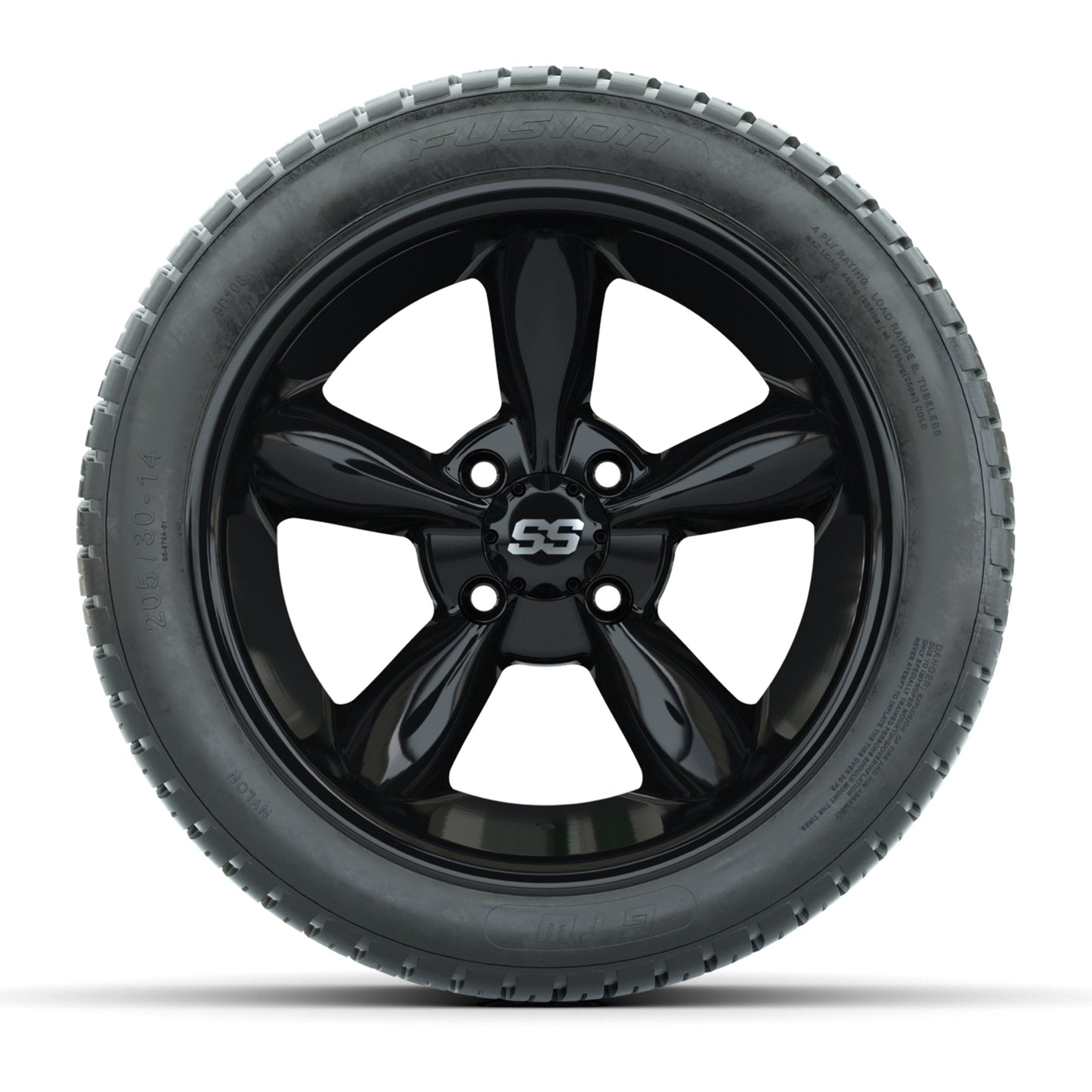 Set of (4) 14 in GTW Godfather Wheels with 205/30-14 Fusion Street Tires