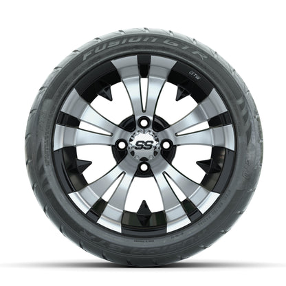 GTW Vampire Machined/Black 14 in Wheels with 225/40-R14 Fusion GTR Street Tires – Full Set