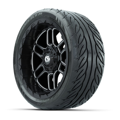 Set of (4) 14 in GTW® Titan Machined & Black Wheels with 205/40-R14 Fusion GTR Street Tires