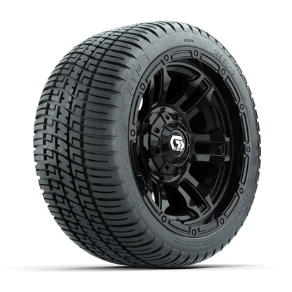 GTW® Shogun Gloss Black 12 in Wheels with 205/30-12 Fusion Street Tires – Full Set