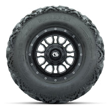 GTW® Volt Black/Machined 12 in Wheels with 25X10-12 Barrage Mud Tires – Full Set