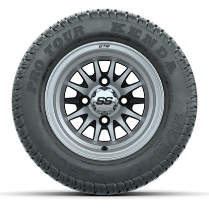 GTW Medusa Black/Machined 10 in Wheels with 205/50-10 Kenda Pro Tour Street Tires – Full Set