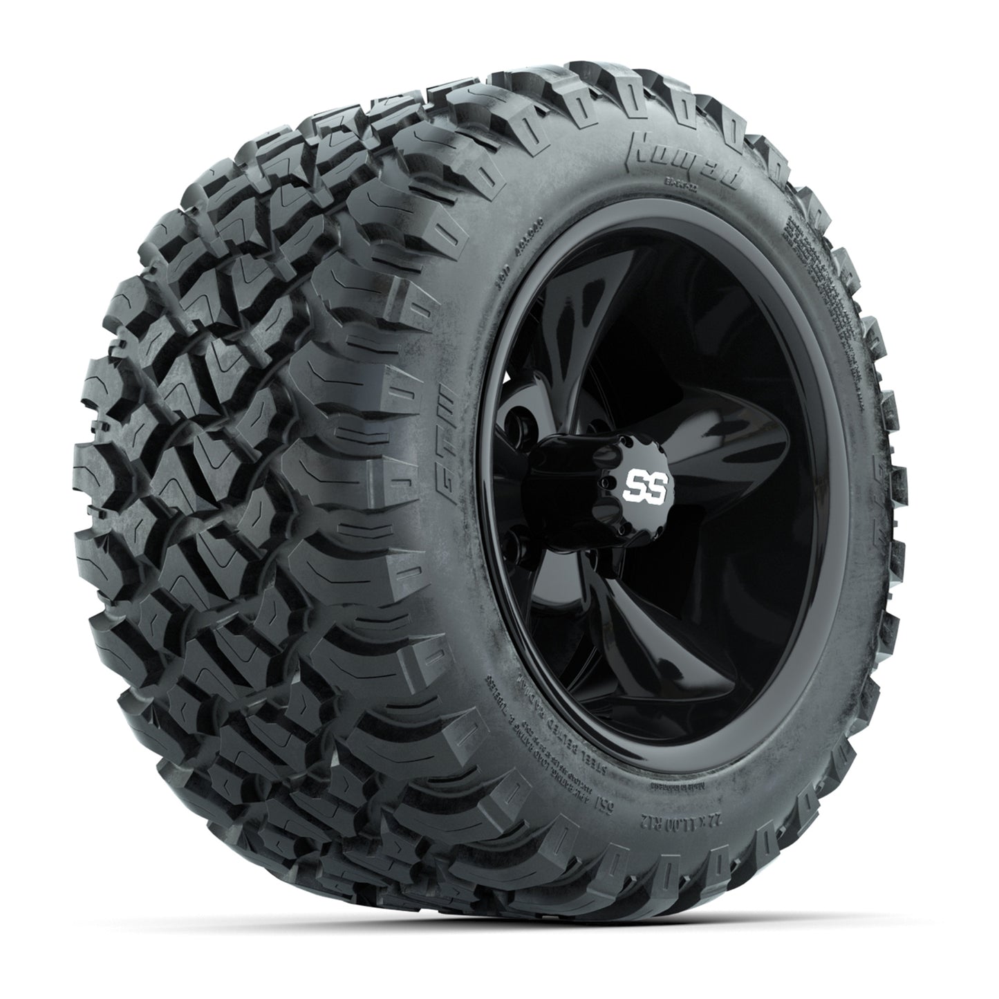 GTW® Godfather Black 12 in Wheels with 22X11-R12 Nomad Steel Belt Radial All-Terrain Tires – Full Set