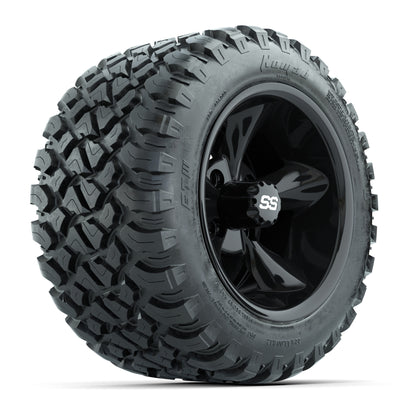 GTW® Godfather Black 12 in Wheels with 22X11-R12 Nomad Steel Belt Radial All-Terrain Tires – Full Set