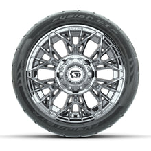 GTW® Stellar Chrome 12 in Wheels with 215/40-R12 Fusion GTR Steel Belt Radial Street Tires – Full Set