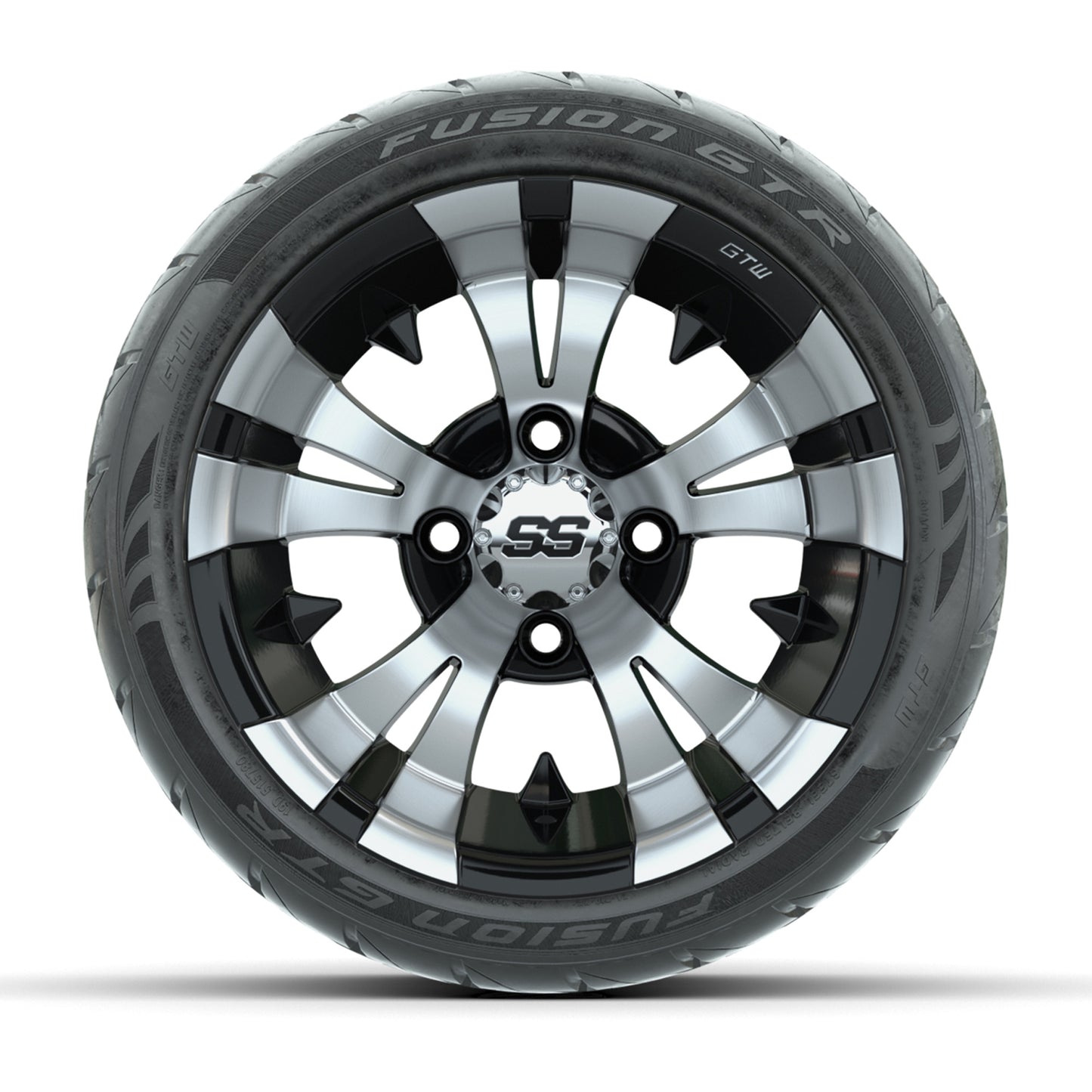 12” GTW Vampire Machined/Black Wheels with Fusion GTR Street Tires – Set of 4