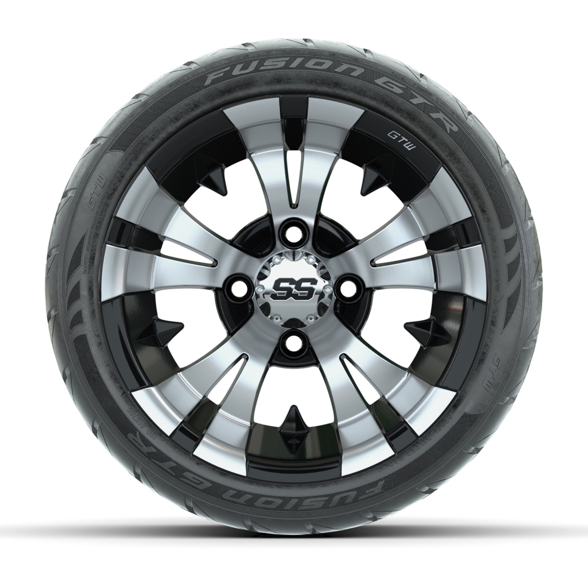 12” GTW Vampire Machined/Black Wheels with Fusion GTR Street Tires – Set of 4