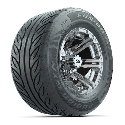 GTW® Specter Chrome 12 in Wheels with 255/55-R12 Fusion GTR Steel Belt Radial Street Tires – Full Set