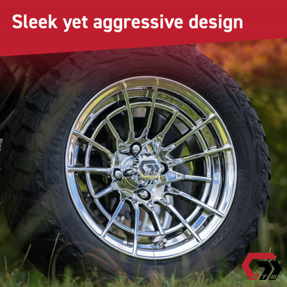 GTW Boost Gloss Black 12 in Wheels with 23x10.00-R12 Maverick All-Terrain Tires – Full Set