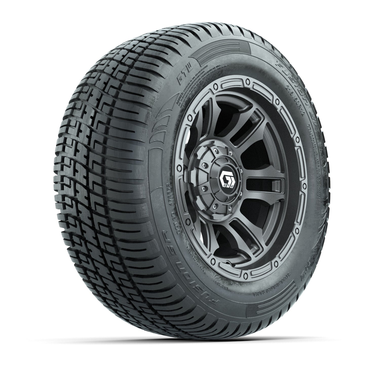 GTW® Shogun Gunmetal 12 in Wheels with 215/50-R12 Fusion S/R Steel Belt Radial Tires - Full Set