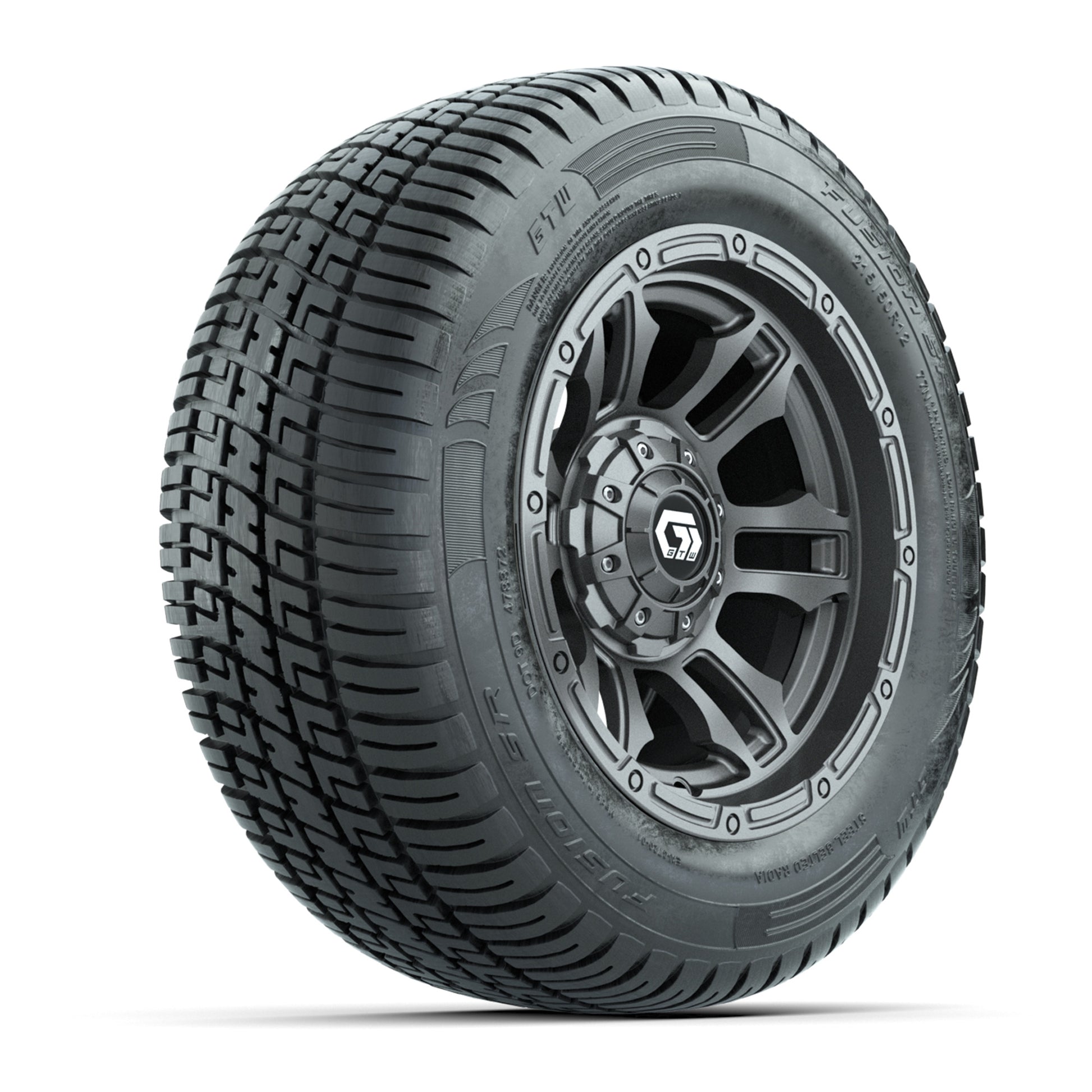 GTW® Shogun Gunmetal 12 in Wheels with 215/50-R12 Fusion S/R Steel Belt Radial Tires - Full Set
