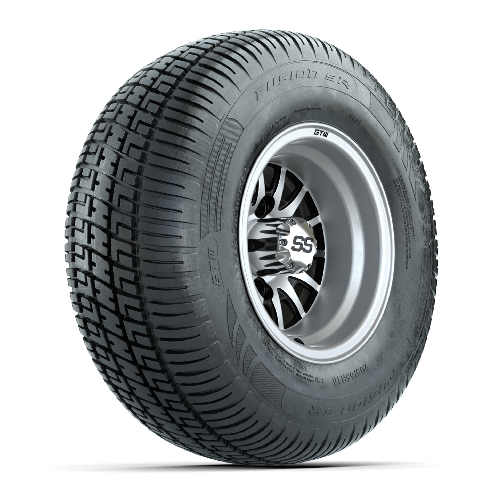 10" GTW Medusa Black and Machined Wheels with 20" Fusion Street Tires- Set of 4