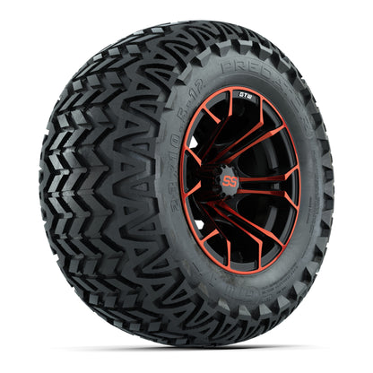 GTW® Spyder Black/Red 12 in Wheels with 23X10.5-12 Predator All-Terrain Tires – Full Set