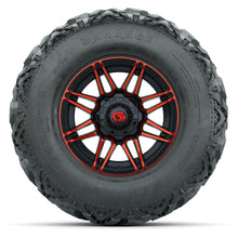 GTW® Stealth Red/Machined 12 in Wheels with 25X10-12 Barrage Mud Tires – Full Set