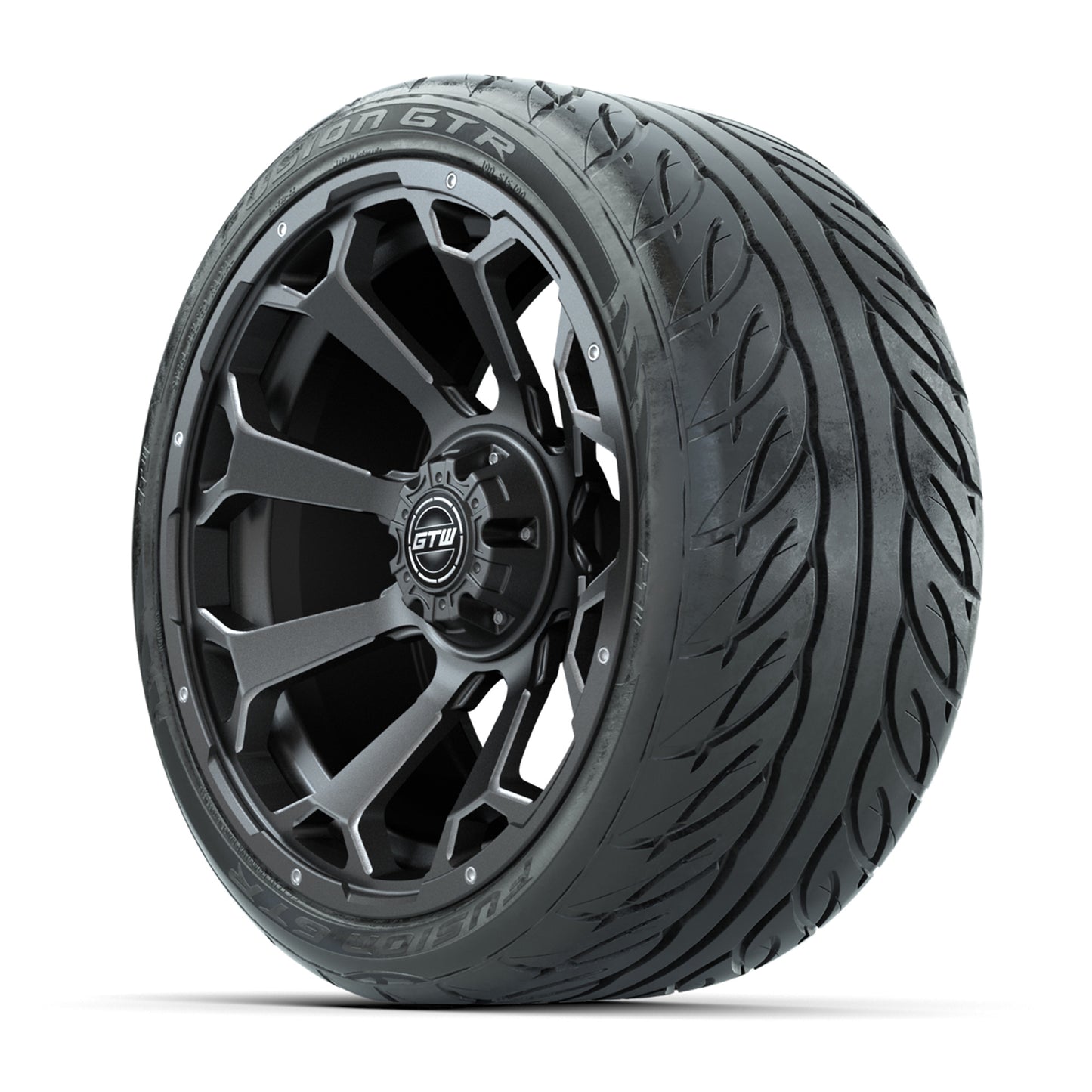 GTW Raven Matte Gray/Ball Mill 15 in Wheels with 215/40-R15 Fusion GTR Steel Belt Radial Street Tires – Full Set