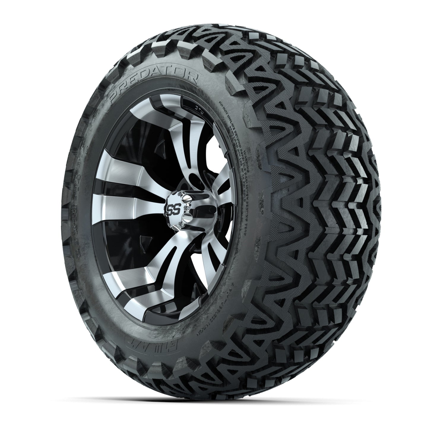 GTW Vampire Black and Machined Wheels with 23in Predator A-T Tires - 14 Inch
