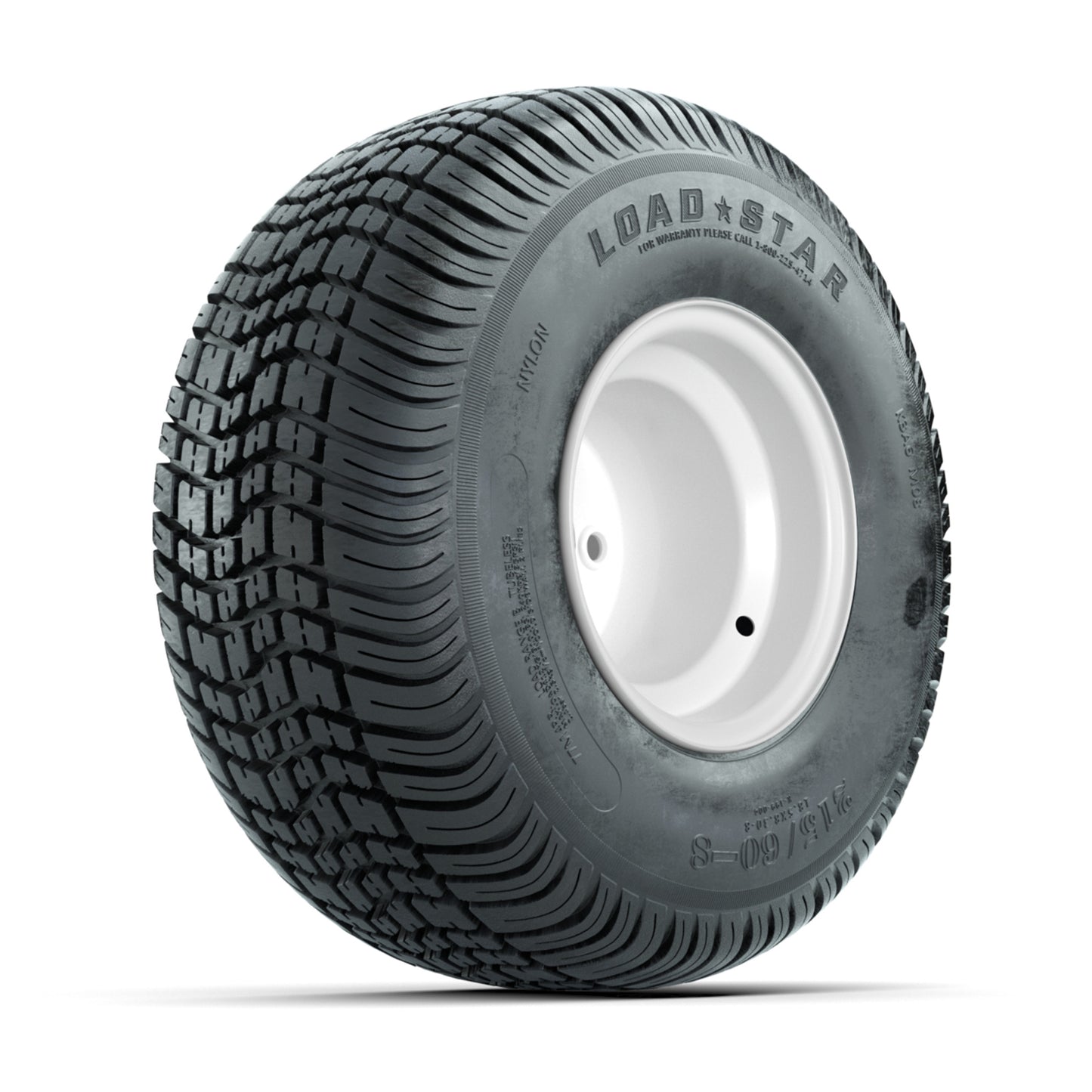 Set of (4) 8 in White Steel Wheels with 18 in Kenda Load Star Tires