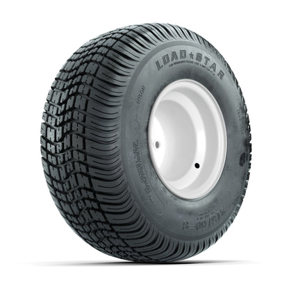 Set of (4) 8 in White Steel Wheels with 18 in Kenda Load Star Tires