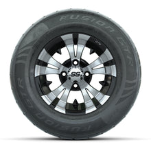 GTW® Vampire Black/Machined 12 in Wheels with 255/55-R12 Fusion GTR Steel Belt Radial Street Tires – Full Set