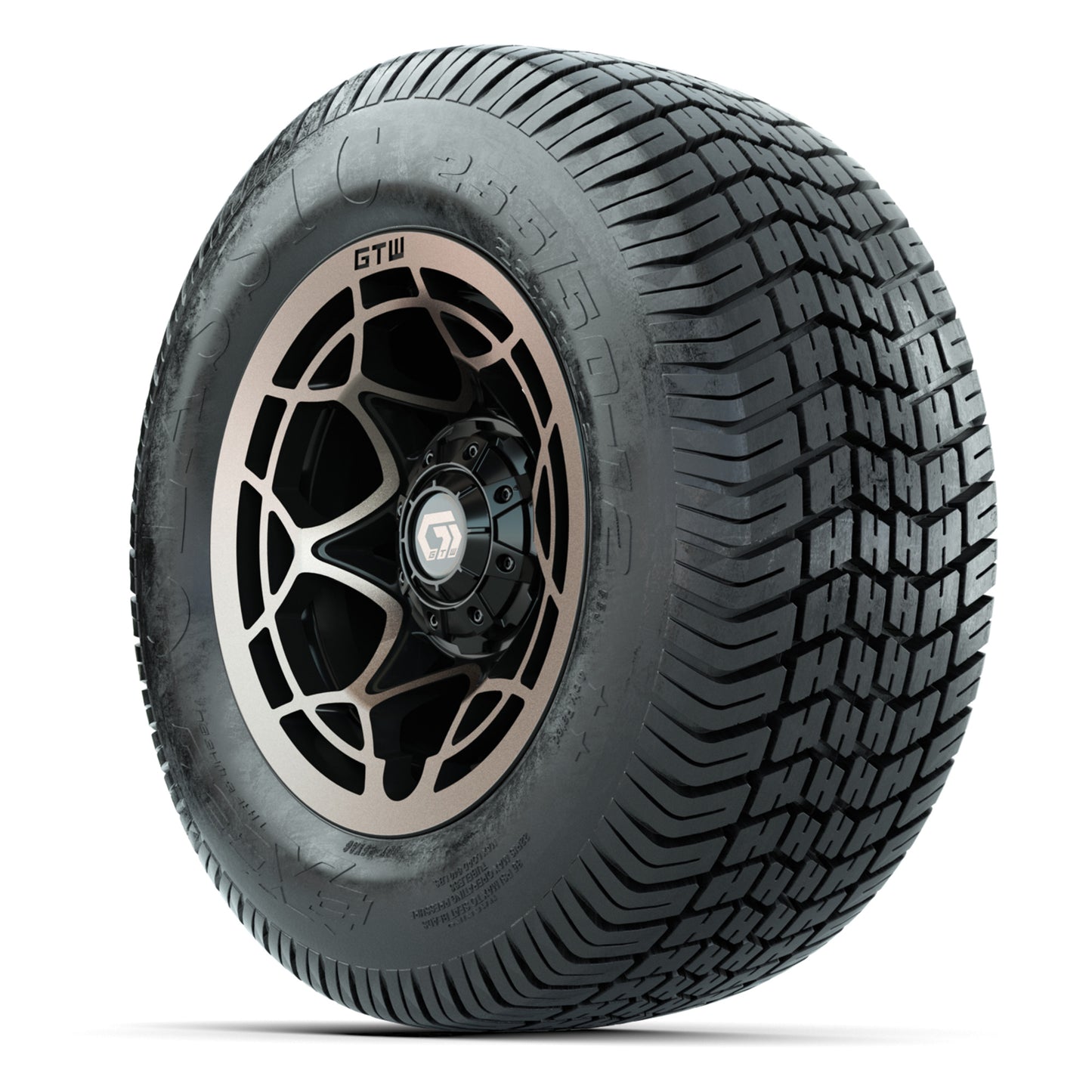 GTW® Nexus Black/Bronze 12 in Wheels with 255/50-12 Excel Classic Street Tires – Full Set