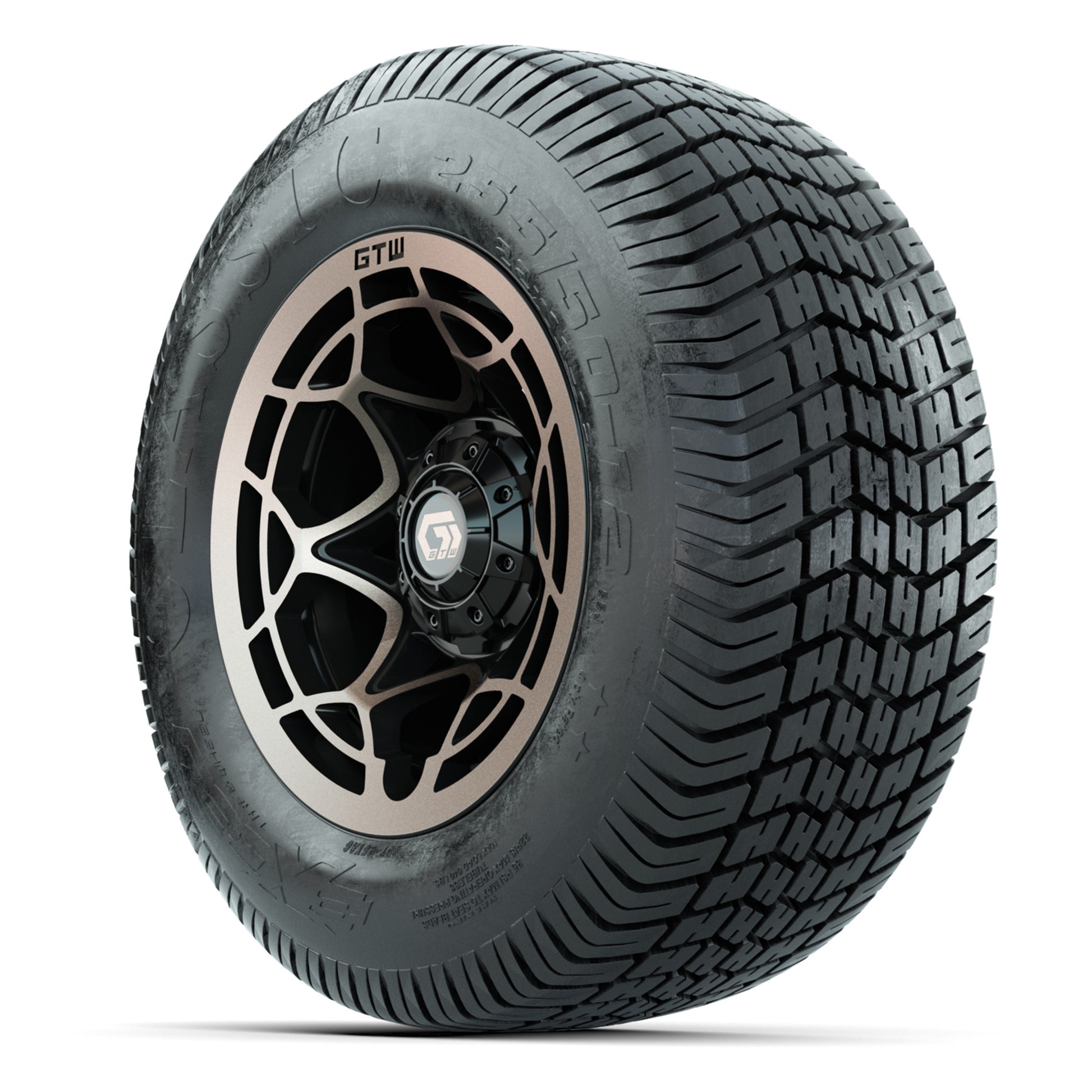 GTW® Nexus Black/Bronze 12 in Wheels with 255/50-12 Excel Classic Street Tires – Full Set