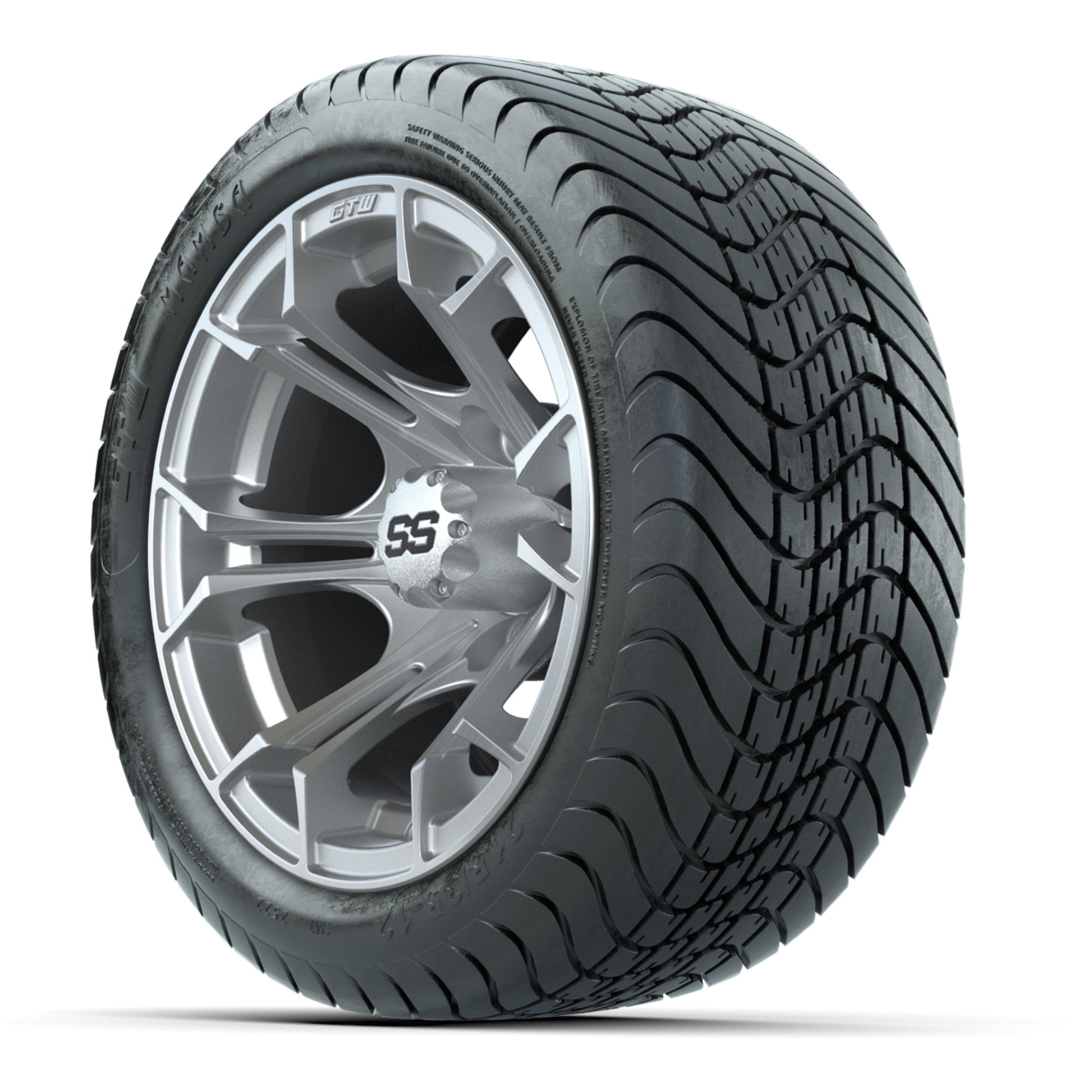 GTW® Spyder Silver Brush 12 in Wheels with 215/35-12 Mamba Street Tires – Full Set