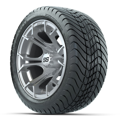 GTW® Spyder Silver Brush 12 in Wheels with 215/35-12 Mamba Street Tires – Full Set