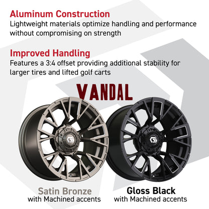 GTW® Vandal Bronze/Machined 12 in Wheels with 20X10-12 Nomad Steel Belt Radial All-Terrain Tires – Full Set