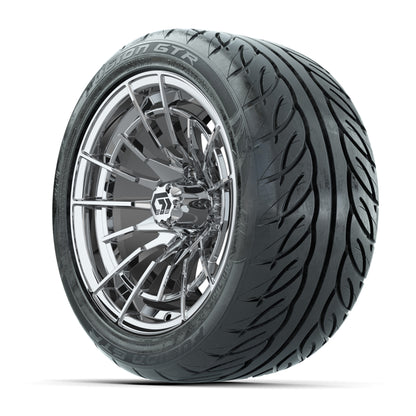 GTW® Boost Chrome 14 in Wheels with 225/40-R14 Fusion GTR Steel Belt Radial Street Tires – Full Set