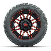 GTW® Stealth Red/Machined 12 in Wheels with 22X11-R12 Nomad Steel Belt Radial All-Terrain Tires – Full Set