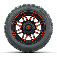 GTW® Stealth Red/Machined 12 in Wheels with 20X10-12 Nomad Steel Belt Radial All-Terrain Tires – Full Set