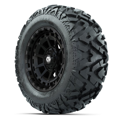 GTW Barricade Black 14 in Wheels with 25x10-14 Barrage Mud Tires – Full Set
