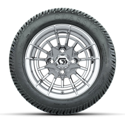 GTW® Boost Chrome 12 in Wheels with 215/40-12 Excel Classic Street Tires – Full Set