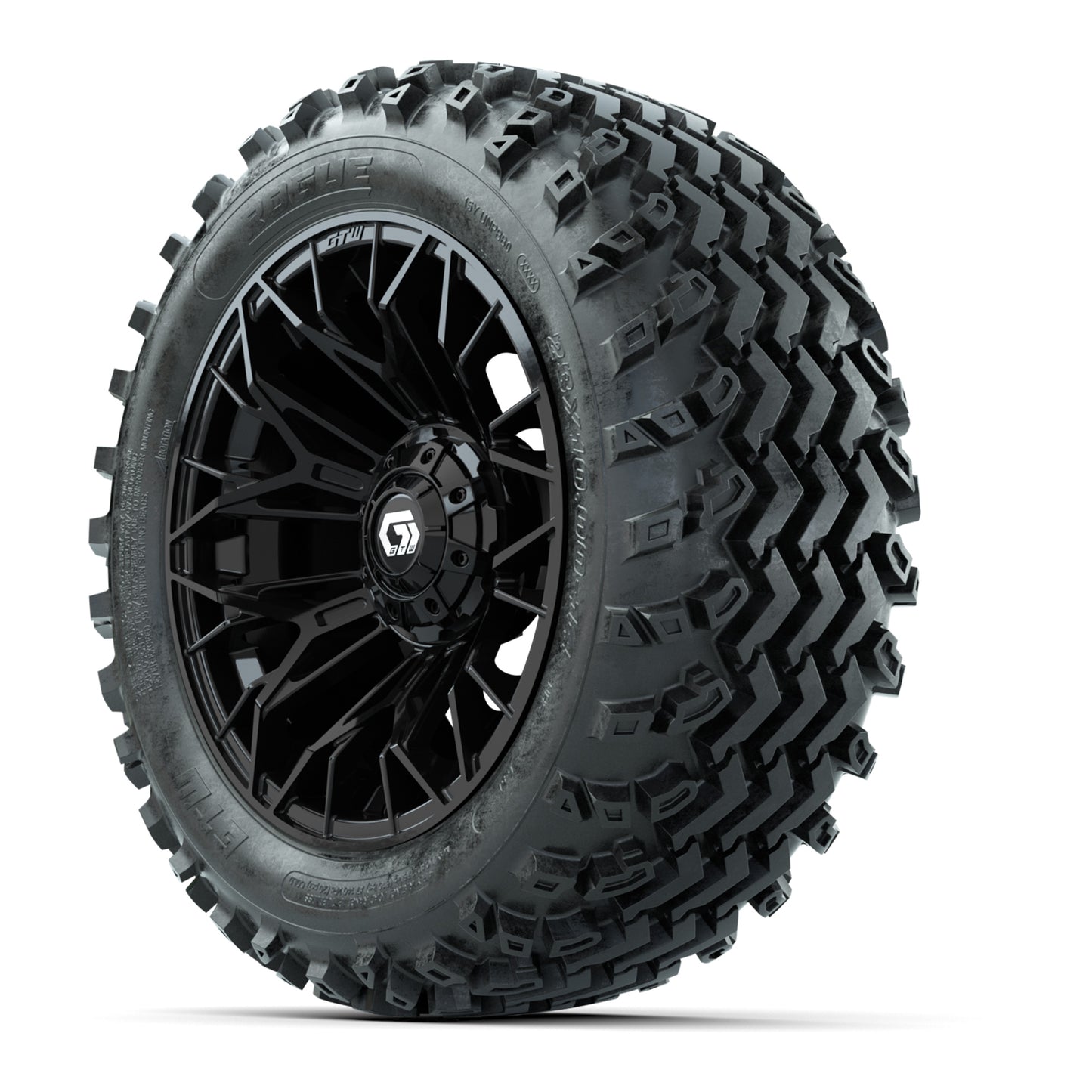 GTW Stellar Black 14 in Wheels with 23x10.00-14 Rogue All Terrain Tires - Full Set