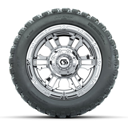 GTW® Shogun Chrome 12 in Wheels with 20X10-12 Nomad Steel Belt Radial All-Terrain Tires – Full Set