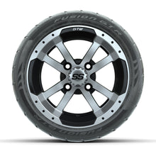 GTW® Storm Trooper Black/Machined 12 in Wheels with 215/40-R12 Fusion GTR Steel Belt Radial Street Tires – Full Set