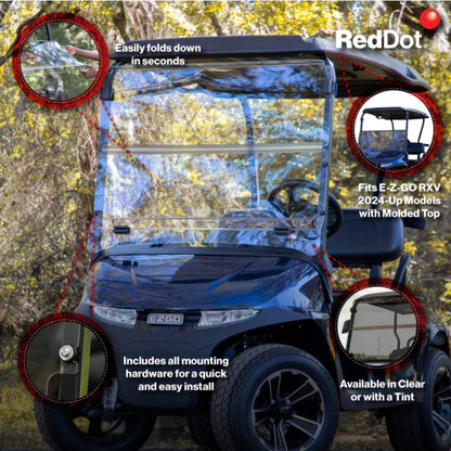 RedDot EZGO RXV with Blow Molded Top Tinted Folding Windshield (Years 2024-Up)