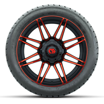 GTW Stealth Red/Machined 14 in Wheels with 225/30-14 Mamba Street Tires – Full Set
