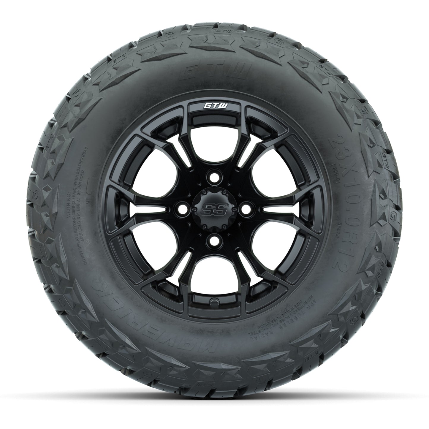 GTW Spyder Matte Black 12 in Wheels with 23x10.00-R12 Maverick All-Terrain Tires – Full Set
