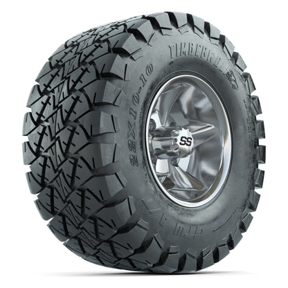 GTW Godfather Chrome 10 in Wheels with 22x10-10 Timberwolf All-Terrain Tires – Full Set