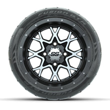 GTW® Vortex 2 Matte Gray/Machined 12 in Wheels with 215/40-R12 Fusion GTR Steel Belt Radial Street Tires – Full Set