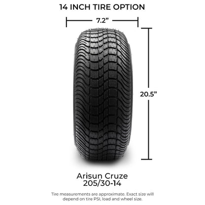 MODZ® 14" Tempest Machined Black Wheels & Street Tires Combo
