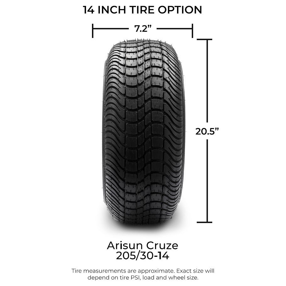 MODZ® 14" Formula Glossy Black Wheels & Street Tires Combo