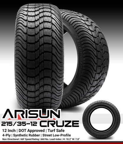 Arisun Cruze Street Golf Cart Tire 215/35-12 DOT (4 Ply)