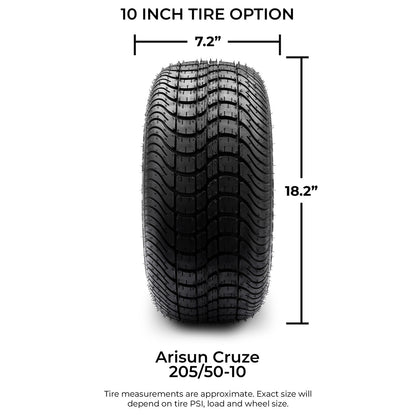 MODZ® 10" Ambush Glossy Black Wheels & Street Tires Combo