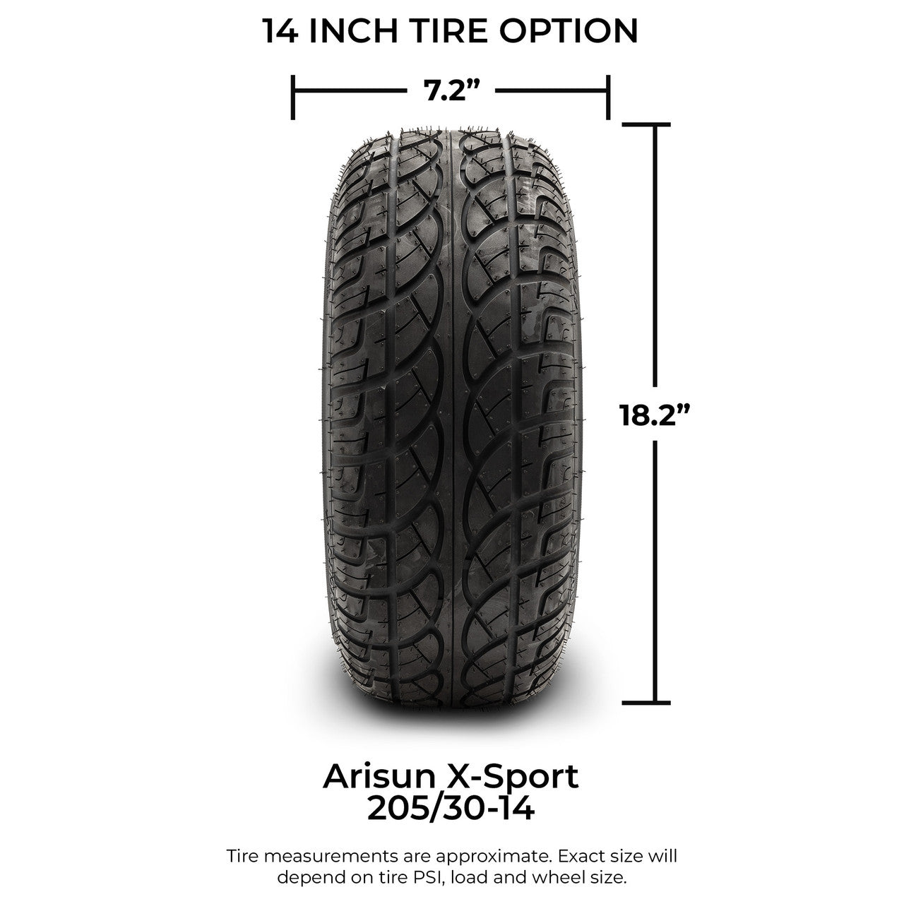 MODZ® 14" Blitz Machined Black Wheels & Street Tires Combo