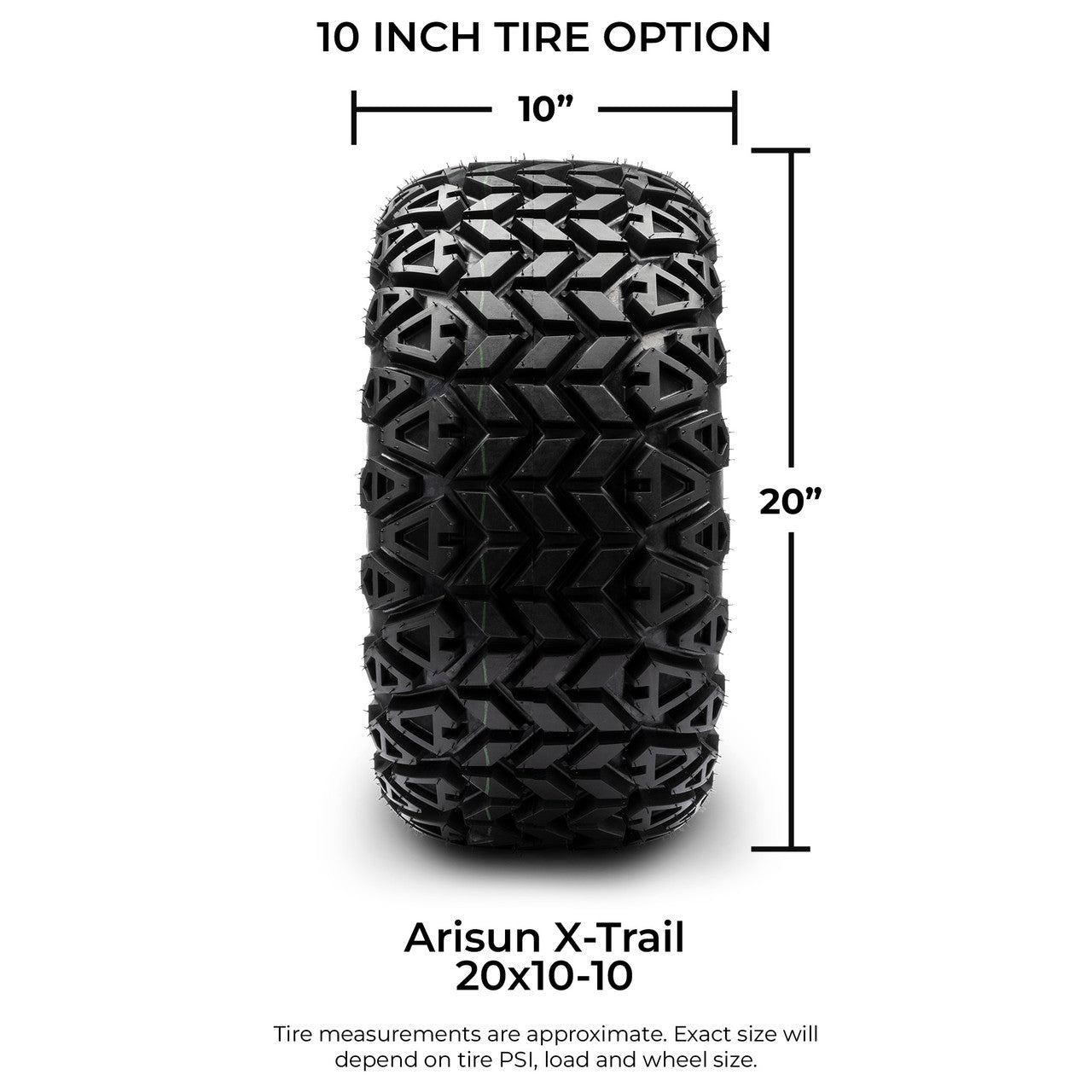 Arisun X-Trail Series All Terrain Golf Cart Tire - 20x10-10 (6-Ply)