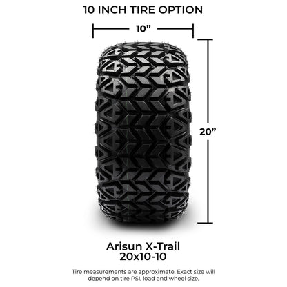 MODZ® 10" Steel D-Window Glossy Black Wheels & Off-Road Tires Combo