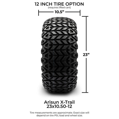 MODZ® 12" Steel D-Window Glossy Black Wheels & Off-Road Tires Combo