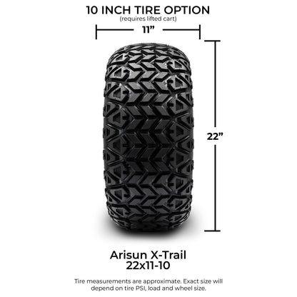 MODZ® 10" Steel D-Window Glossy Black Wheels & Off-Road Tires Combo